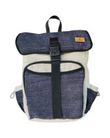 Sac à dos Escapade toile 100 pour cent chanvre Marine et Naturel - Le Canebier en Provence
